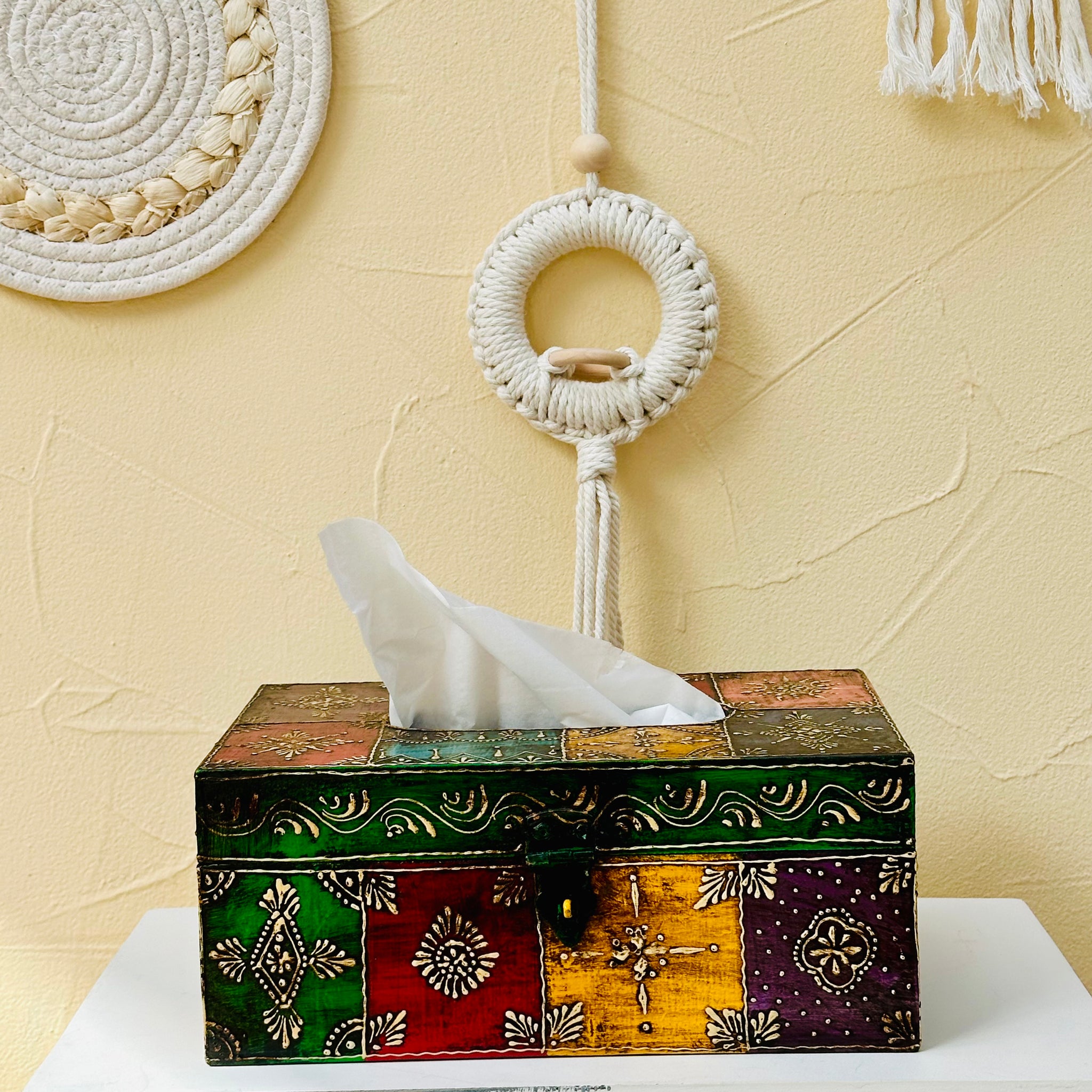 Wooden Colorful Tissue Holder Box Storage