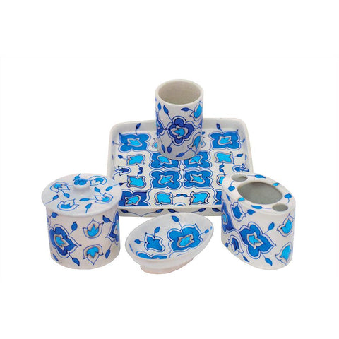 Bathroom Set White and Blue - Min Ayn Home Home Decoration