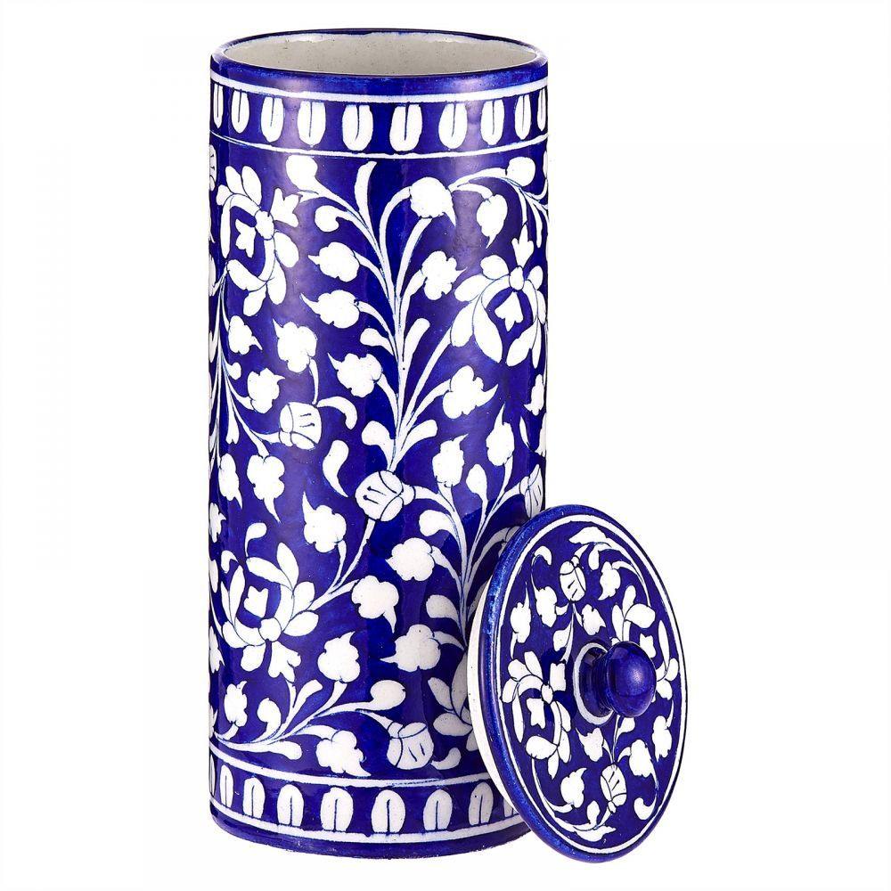 Blue Pottery Jar - Min Ayn Home Home Decoration